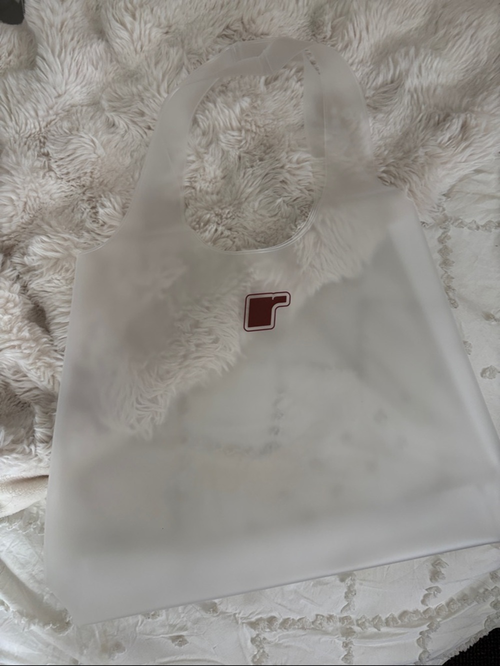 Rhode Pop Up bag White Frosted Tote Bag with Red Accent